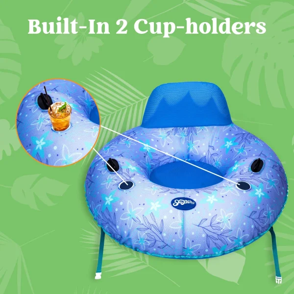 48in Inflatable Blue Flower Fabric Pool Lounge Float
