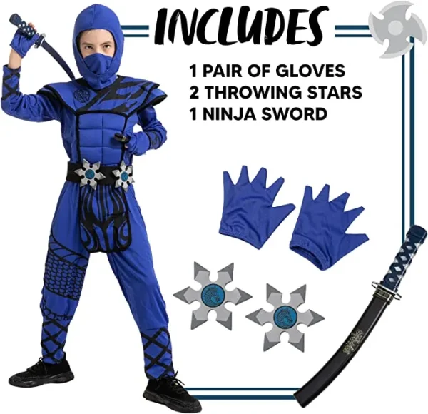 Boys Blue Dragon Ninja Halloween Costume