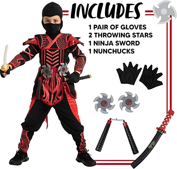 Boys Red  Ninja Halloween Costume