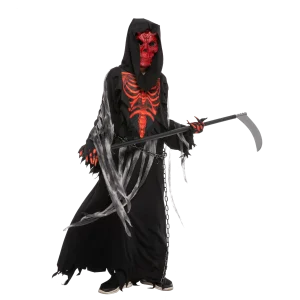 Boys Red Skull Grim Reaper Halloween Costume