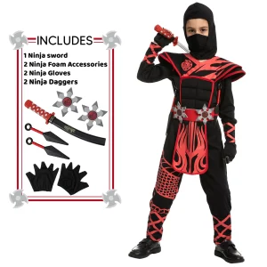 Boys Red and Black Ninja Halloween Costume