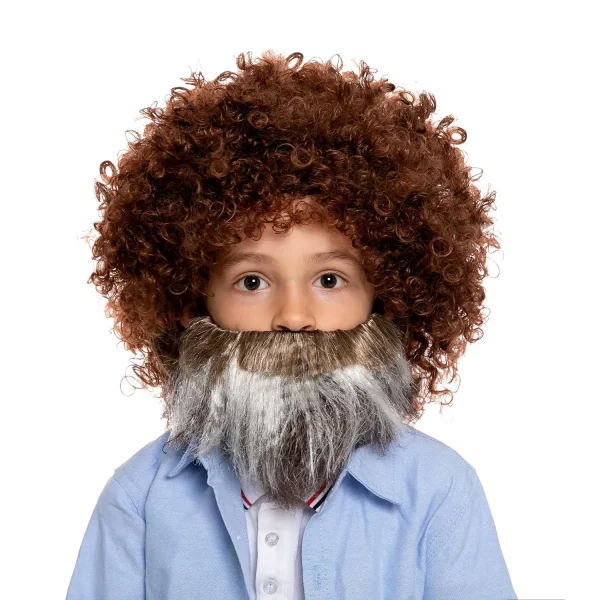 Brown Afro Wig and Beard for Kids