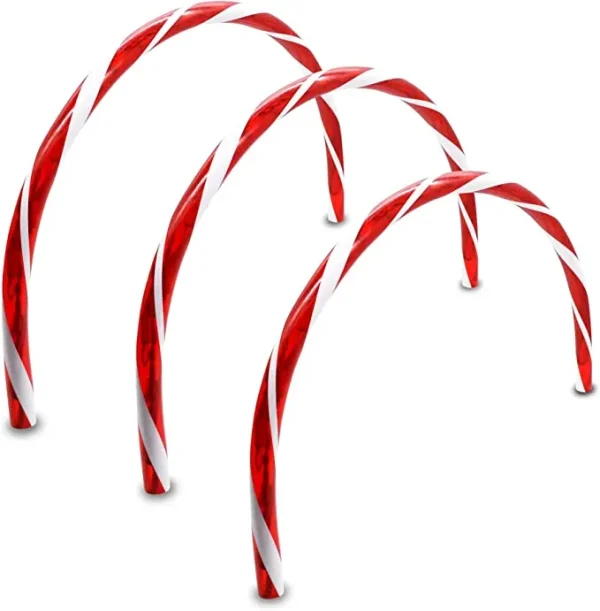3pcs Candy Cane Arch Pathway Markers Lights 19.9in