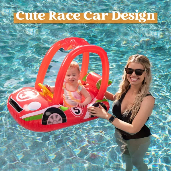 Inflatable Car Shaped Toddler Pool Float with Leg Holes