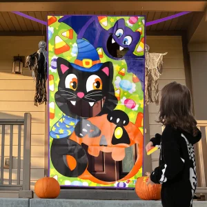 Cat, Bat, and Pumpkin Halloween Bean Bag Toss Game