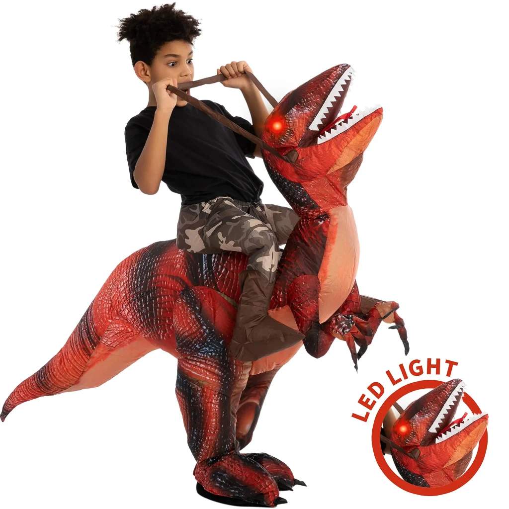 Riding dinosaur inflatable costume