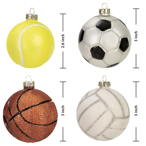 4pcs Basketball Christmas Ornaments Set