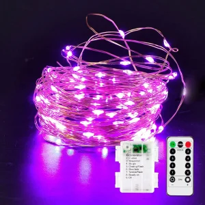 65.6ft Purple Copper LED Halloween String Lights with Remote Control and 8 Lighting Modes