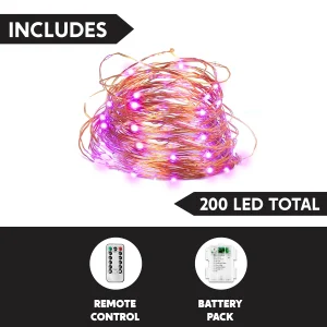 Christmas Copper LED Purple String Lights 65.5ft