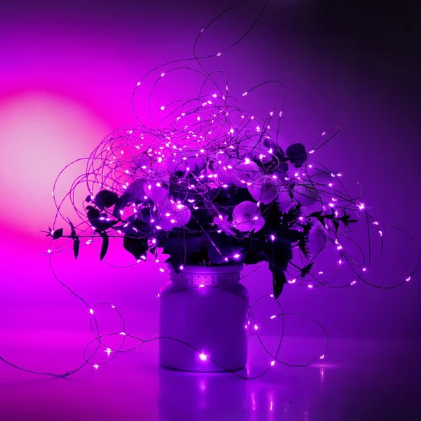 65.6ft Purple Copper LED Halloween String Lights with Remote Control and 8 Lighting Modes