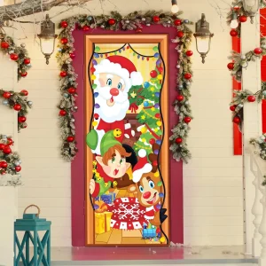 Christmas Door Cover and Window Clings Set