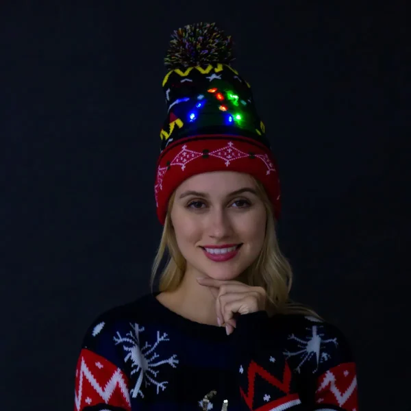 Christmas Holiday Light up Knitted Beanie