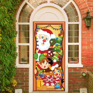 3pcs Gingerbread Man Santa Claus and Elf Door Cover
