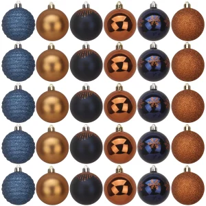 Christmas Ornaments Assorted Design (Blue&Gold), 30Pcs