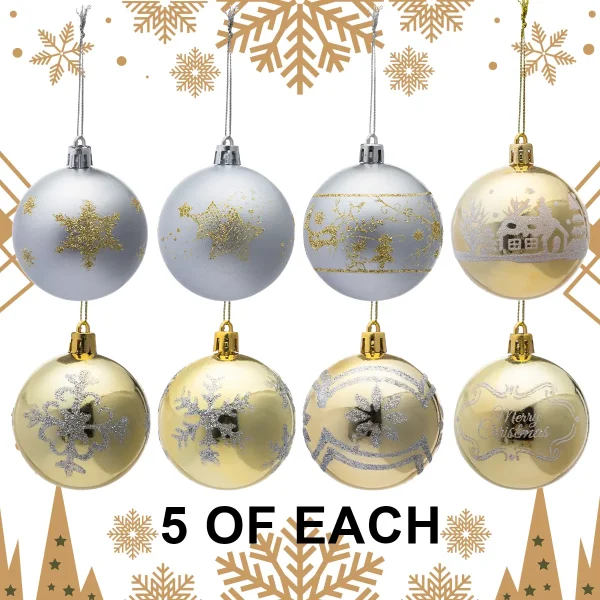 40pcs Blue And White Christmas Ornaments 2.36in