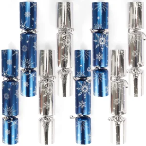 8pcs Blue And Silver Snowflake Christmas Party Crackers