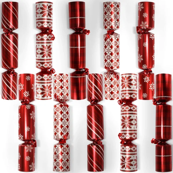 10pcs Red Christmas Crackers Party Favors