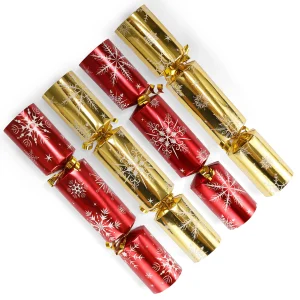 Christmas Party Table Favors (Red Gold Snowflake), 8Pack