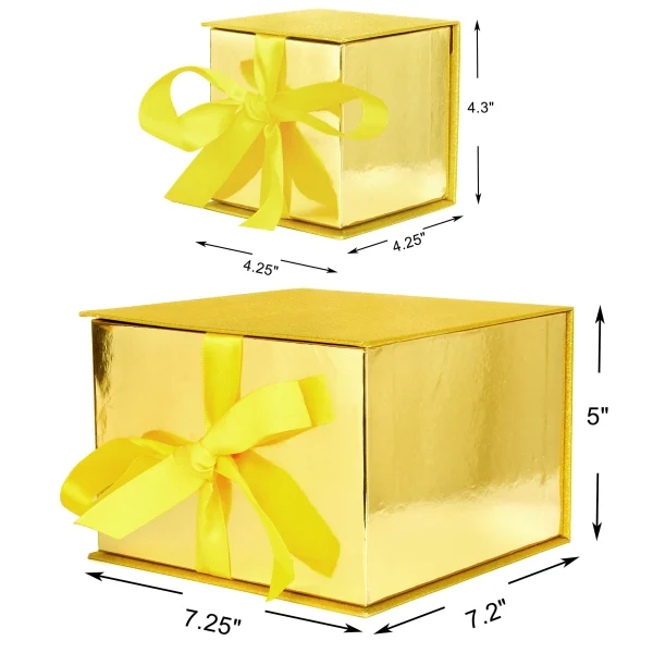 2pcs Christmas Gold Glitter Gift Box