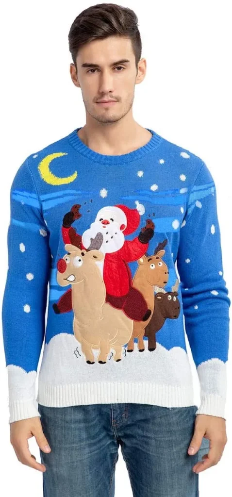 Best Mens Fuzzy Reindeer Christmas Sweater