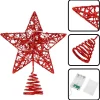 Christmas Glitter Lighted Red Star Tree Toper