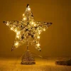 Christmas Glitter Lighted Silver Tree Topper Star