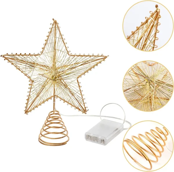 Lighted Christmas Tree Topper Gold Star