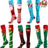 5pcs Women Christmas Patterned Knee High Socks