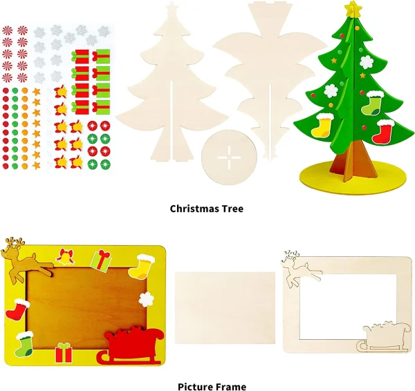 6pcs DIY Christmas Wood Crafts Painting Kit