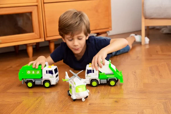 3 in 1 garbage truck vehicle and Helicopter