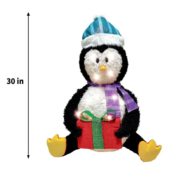 Collapsible LED Light up Penguin Decoration 30in