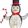 3ft 100 LED Penguin with Top Hat and Candy Cane Yard Lights