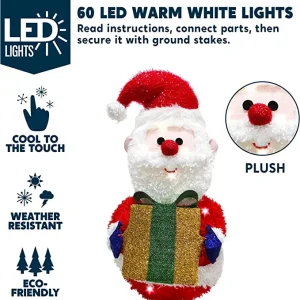 2ft Collapsible LED Light Up Yard Santa Plush
