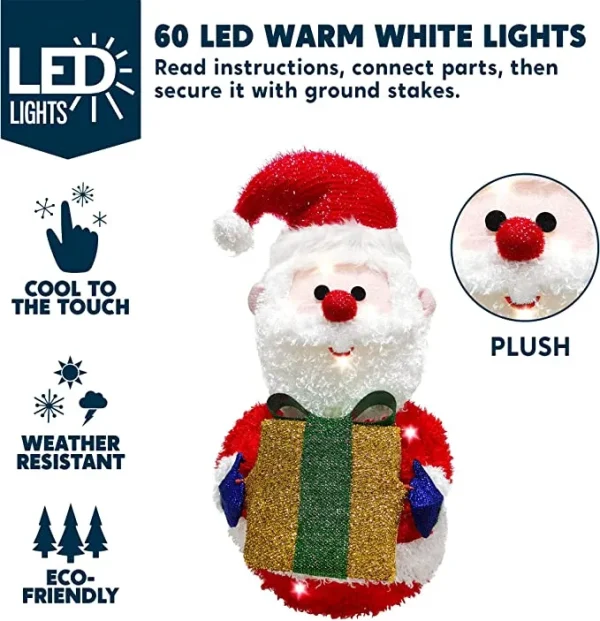2ft Collapsible LED Light Up Yard Santa Plush