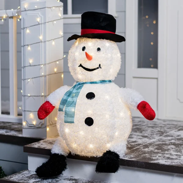 Collapsible LED Light up Snowman Decoration 30in