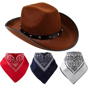 Cowboy Hat With Bandana 3pcs