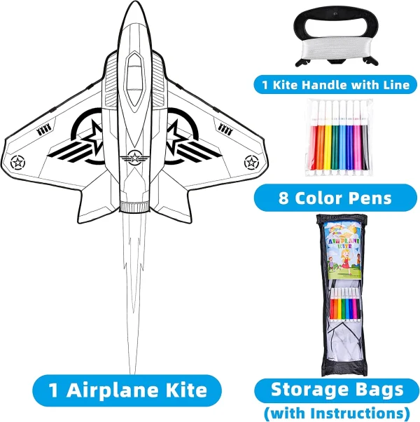 DIY Airplane Kite with 8 Watercolor Pens and Kite String