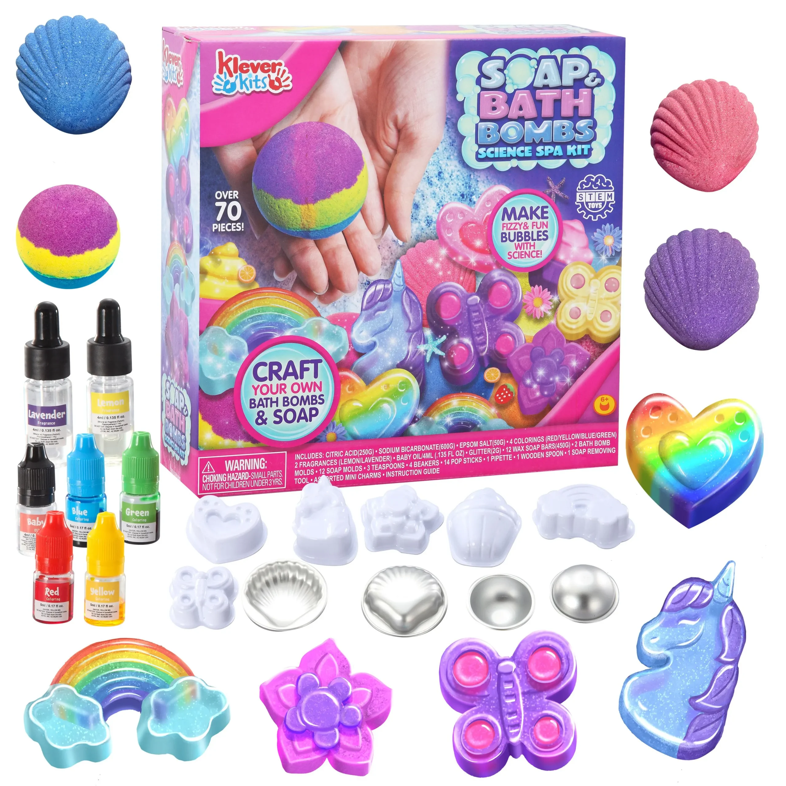 JOYIN Bath Bomb, Soap Making Kit for Kids, 2-in-1 Spa Stem Science Kits, DIY Make Your Own Bath Bombs & Soap, Spa Kit for Girls, Christmas Gifts for