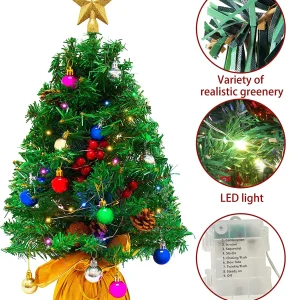 50 Multicolor LED Lights Prelit DIY Mini Christmas Tree 24in