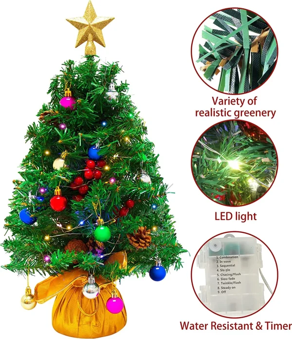 50 Multicolor LED DIY Tabletop Christmas Tree 24in