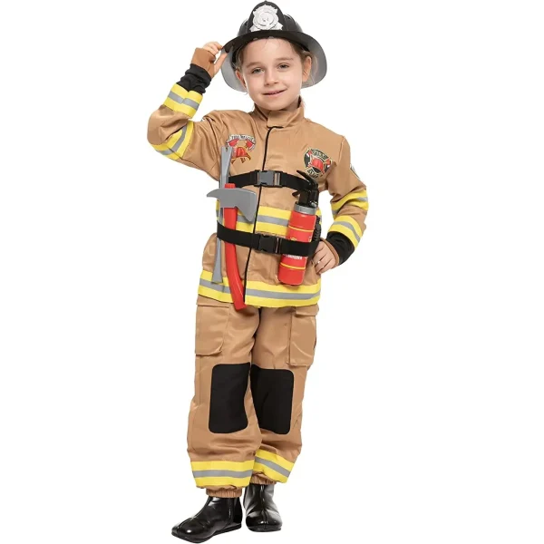 Kids Dark Brown Firefighter Halloween Costume