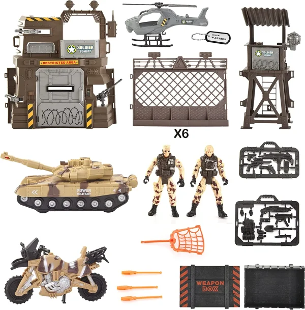 JOYIN  Desert Camouflaged Military Base Toy Set