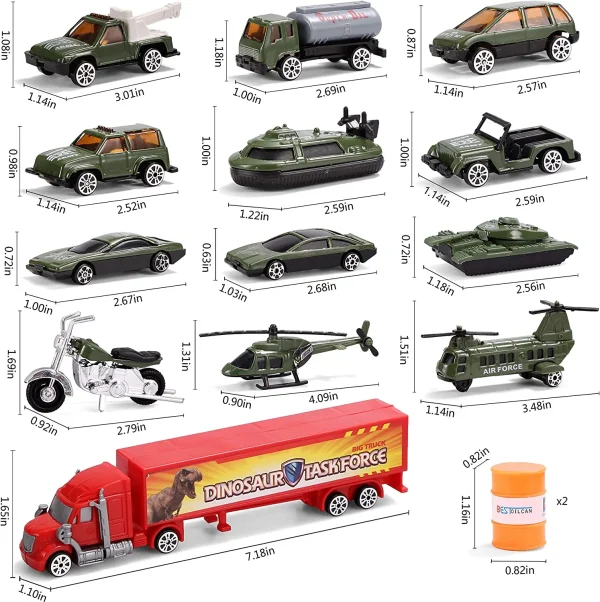 24Pcs Dinosaur Transport Car Carrier Truck