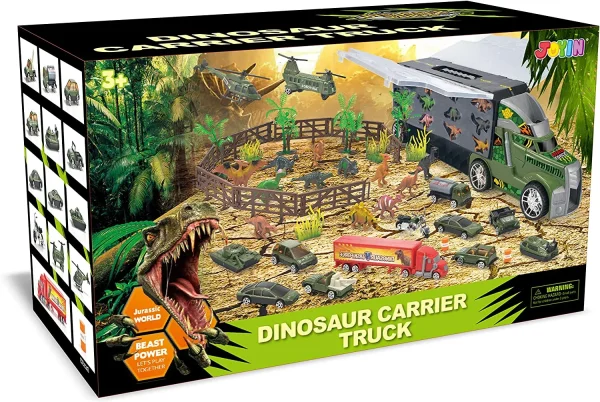 24Pcs Dinosaur Transport Car Carrier Truck