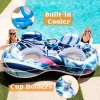 2pcs Inflatable Tube Float Lounge with Cooler