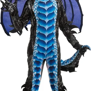 Kids Black and Blue Dragon Wings and Mask Costume