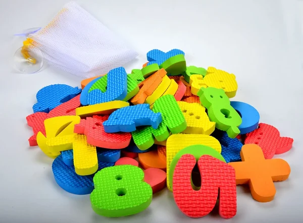 51Pcs Educational Bath Toys With Toy Organizer Set 2.5in to 3in
