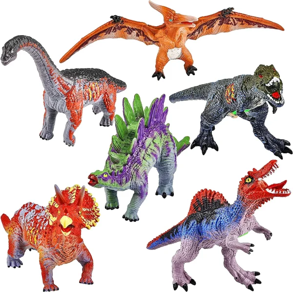 6Pcs Educational Realistic Dinosaur Figures Toy 12in to14in