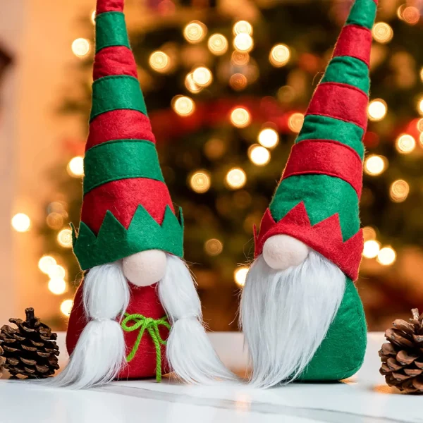 2pcs Couple Elf Gnome Christmas Decorations 12in