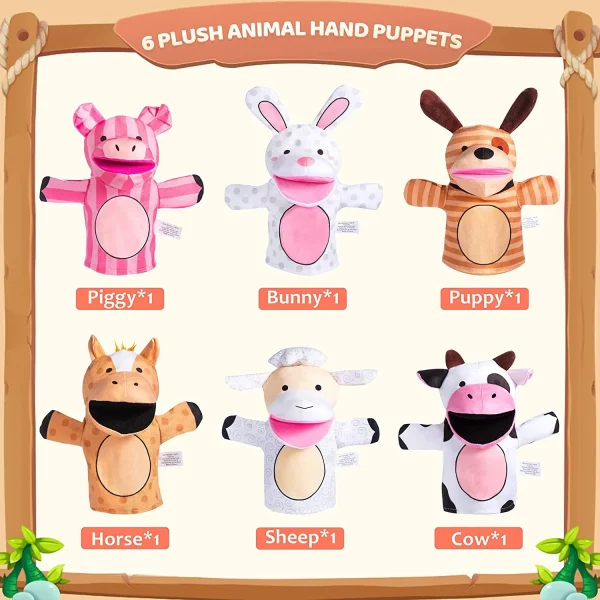 6Pcs Farm Animal Hand Puppet Set
